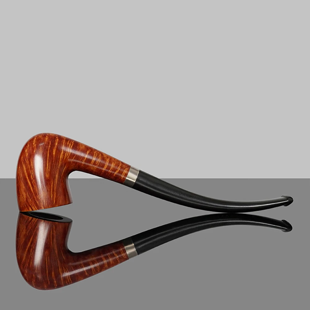 헤더 우드 담배 파이프, 가황 처리된 고무 곡선형 손잡이, 길이 145mm, 아버지의 날 선물, 3mm 파이프 채널, 작은 나무 브라이어 파이프