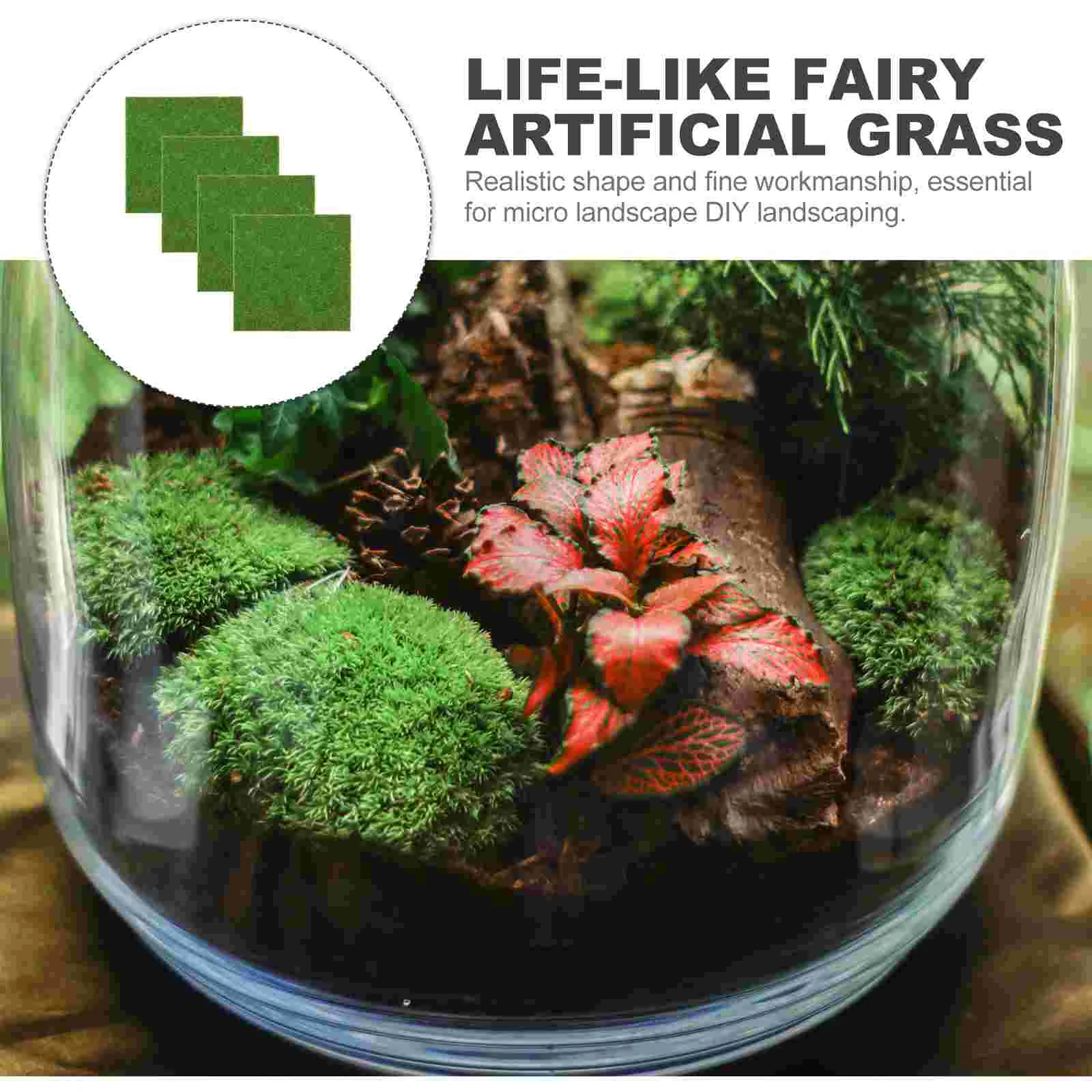 4 Pcs Garden Mini House Decoration Lifelike Grass Fairy Artificial Outdoor Plants Decorations Miniature Ornament 3