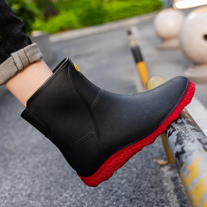 de lluvia impermeables para hombre, botines con plataforma para lluvia, zapatos planos a la moda, Botas de lluvia de goma| | - AliExpress