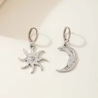 Bohemian Gold Color Sun Moon Dangle Earrings For Women Fashion Creative Metal Asymmetrical Abstract Star Earings Jewelry - Image 5