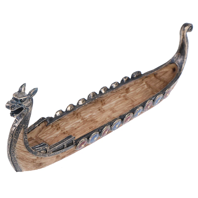 

1PC Retro Incense Burners Traditional Design Dragon Boat Incense Stick Holder Burner Hand Carved Carving Censer Ornaments