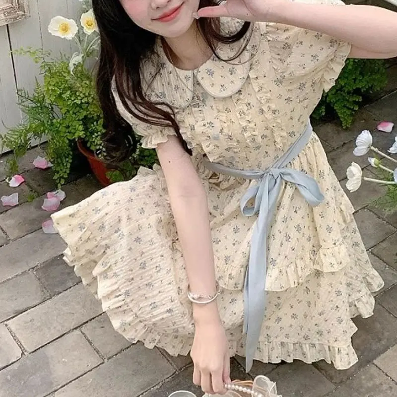 Prairie Broken Flowers Midi Dress Women's Clothing Lolita