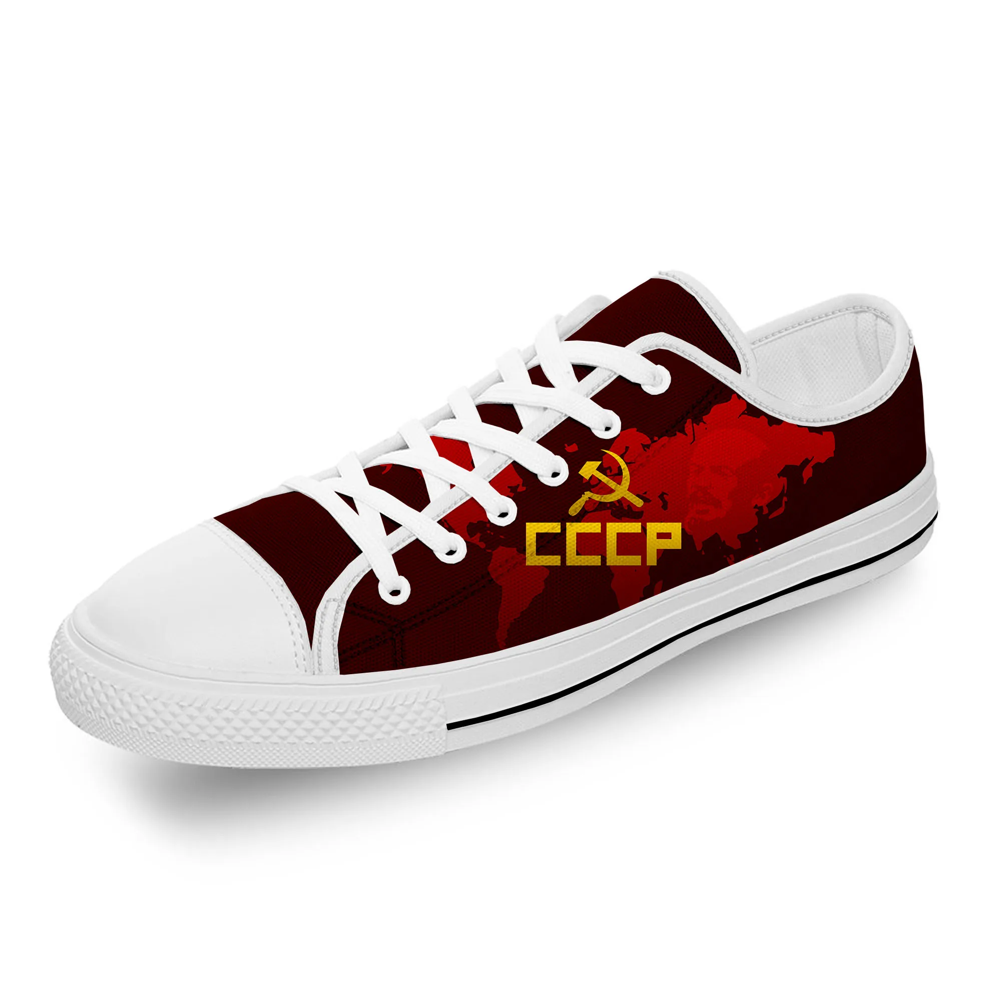 CCCP Russian Russia USSR Soviet Union White Cloth 3D Print Low Top Canvas Shoes Men Women Lightweight Breathable Sneakers