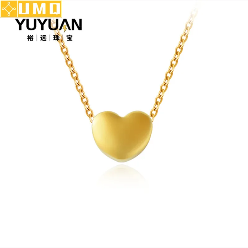 Gold Plated 24K Yellow Gold Bead Heart Antique Pendant Necklace