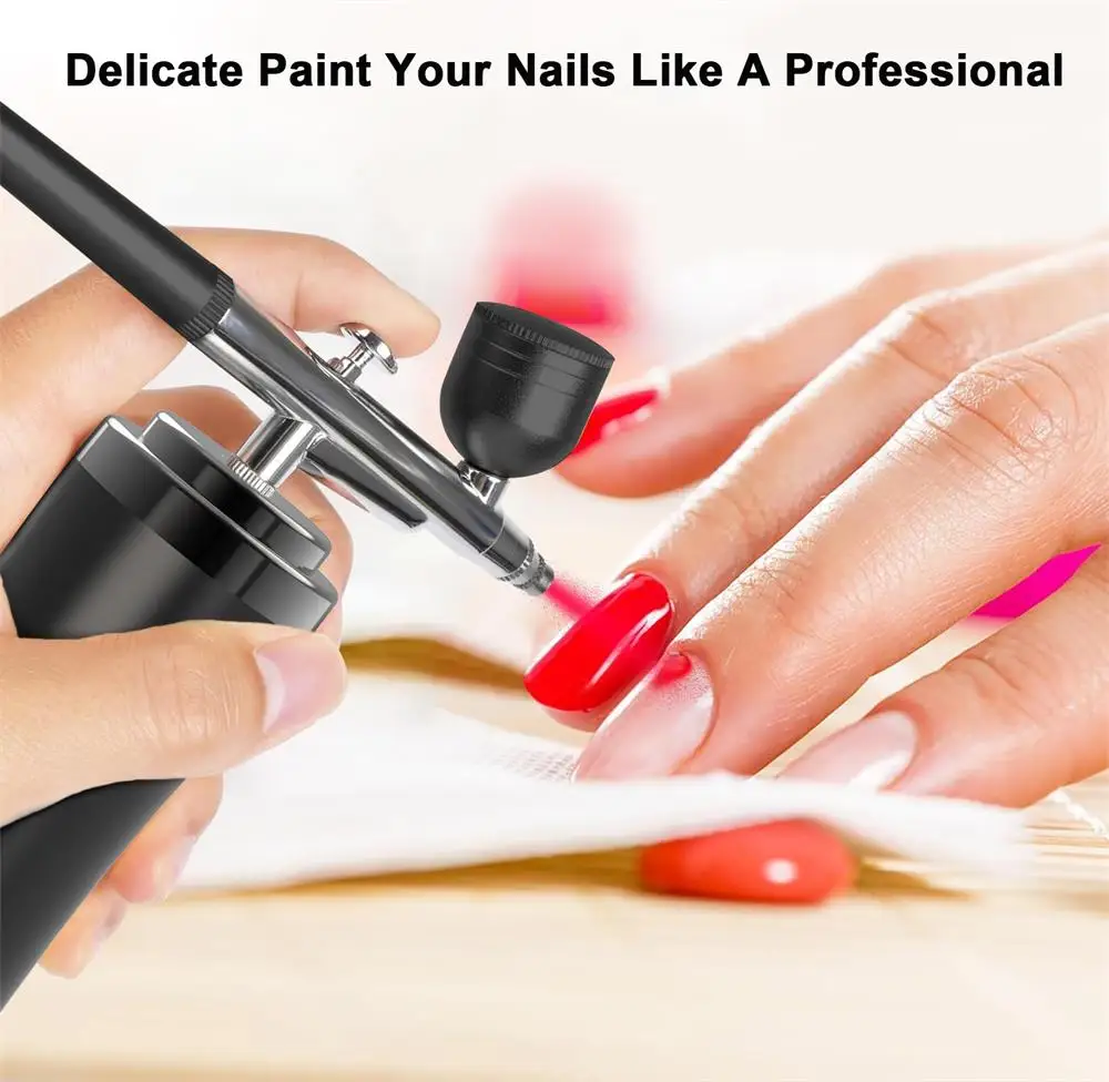 Portable Wireless Airbrush Gun Set with Compressor Rechargeable Spray Guns for Nail Art Painting Craft Cake Decoration 6
