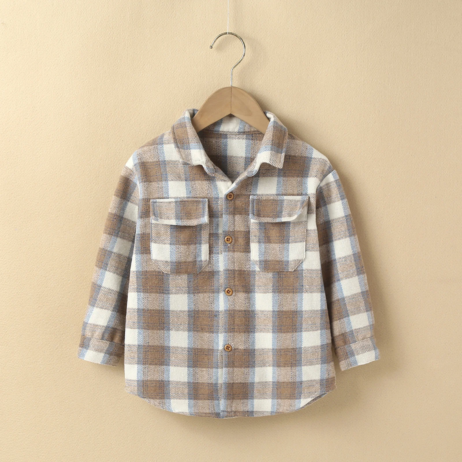 2-7Y Autumn Causal Baby Boys Girl&rsquo;s Lapel Shirt Outfits Long Sleeves Plaid Printed Single-breasted Jacket girls long sleeve shirts boys long sleeve shirts