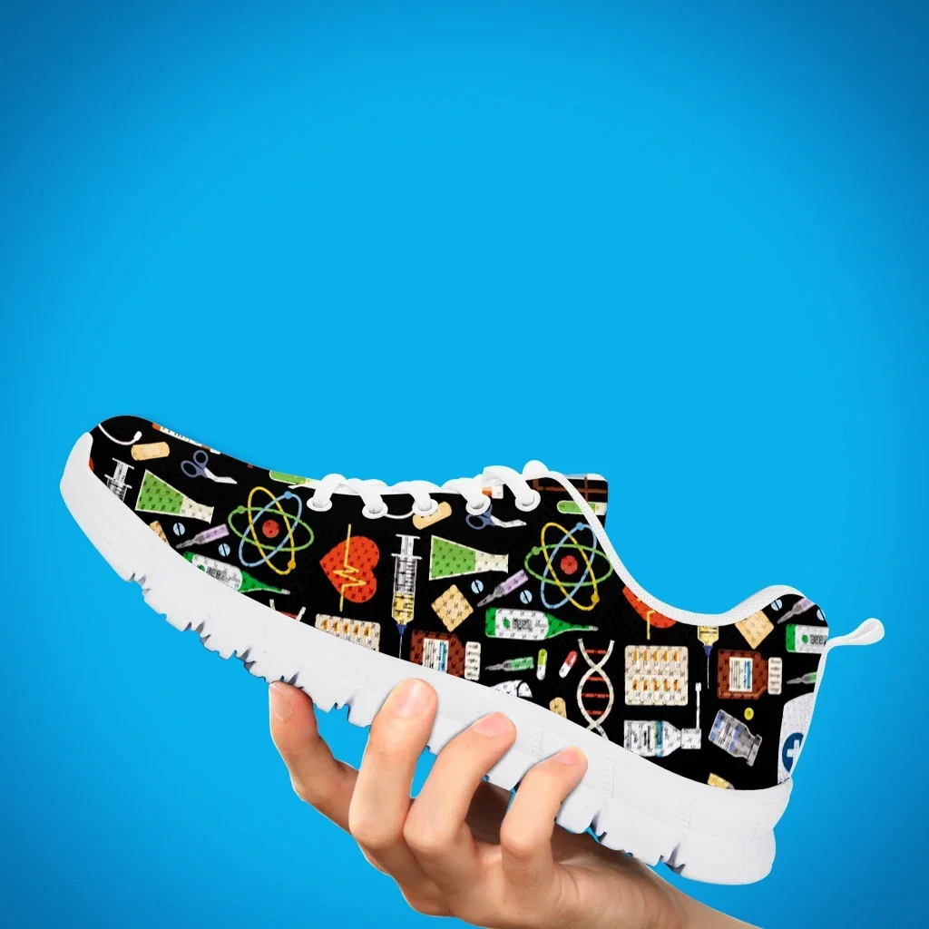 White Nursing Shoes For Women First Aid/medical Printed Comfortable Sneakers Lace-up Shoes Footwear Zapatos