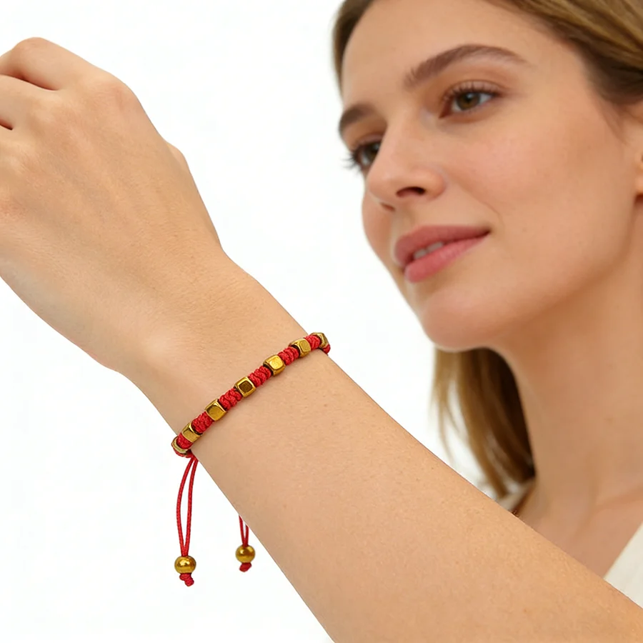 Handgefertigtes Geflochtenes Glücksarmband Unisex Verstellbares Energie-Hämatit-Heilarmband Paar-Seilarmband Schmuck