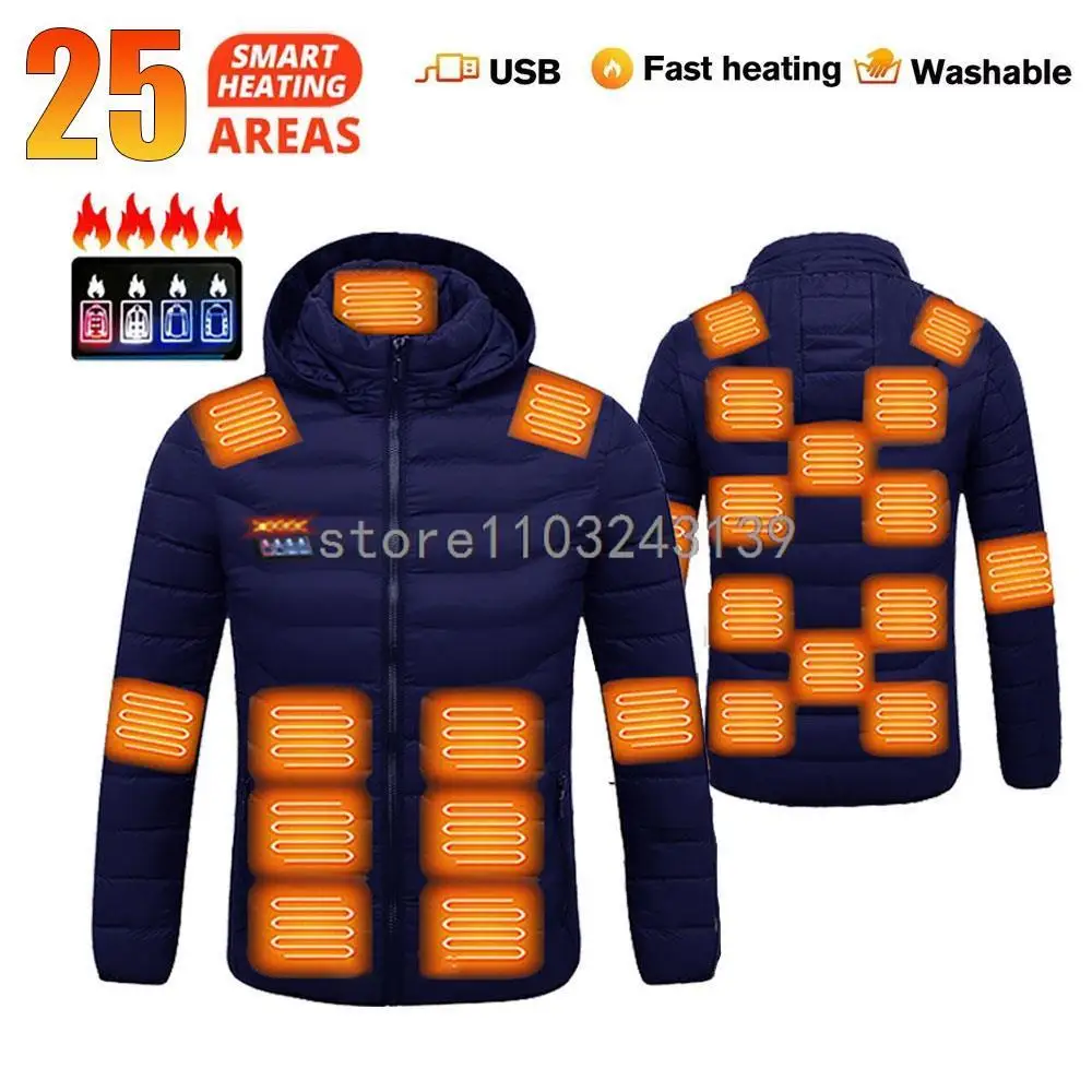 thumbnail image 1 of Chaqueta calefactable de 23 áreas para hombre y mujer, chaleco cálido de invierno con calefacción por USB, abrigo calefactable para esquí, acampada, senderismo, ropa de algodón de invierno, 1 of 5