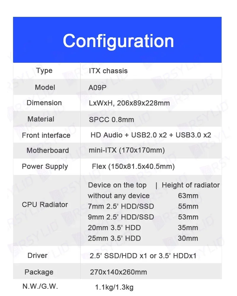 A09P 4.2L ITX Chassis A4 HTPC Portable Computer PC Support PCIe 2.5' SSD Drive Mini IPC Flex PSU Case images - 6