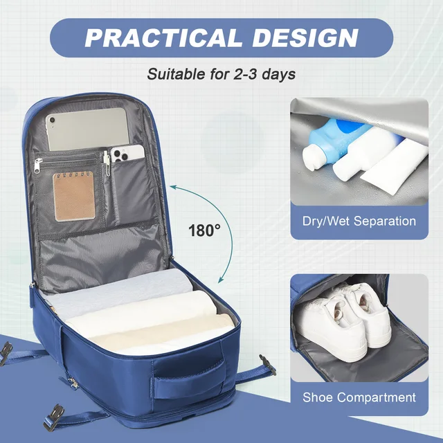 Travel Backpack for Women Men, Ryanair Backpack 40x20x25 Cabin Airplane Luggage EasyJet 45x36x20 Backpack Business Laptop Bag 5