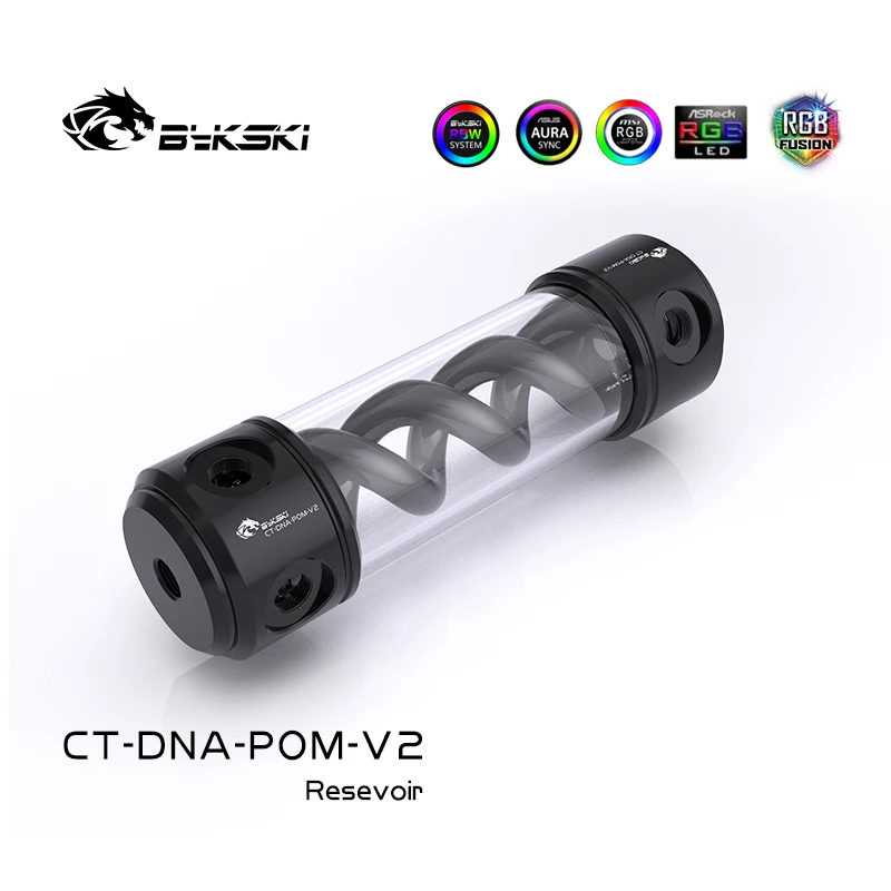 Bykski CT-DNA-POM-V2 t reservatório cilíndrico branco preto
