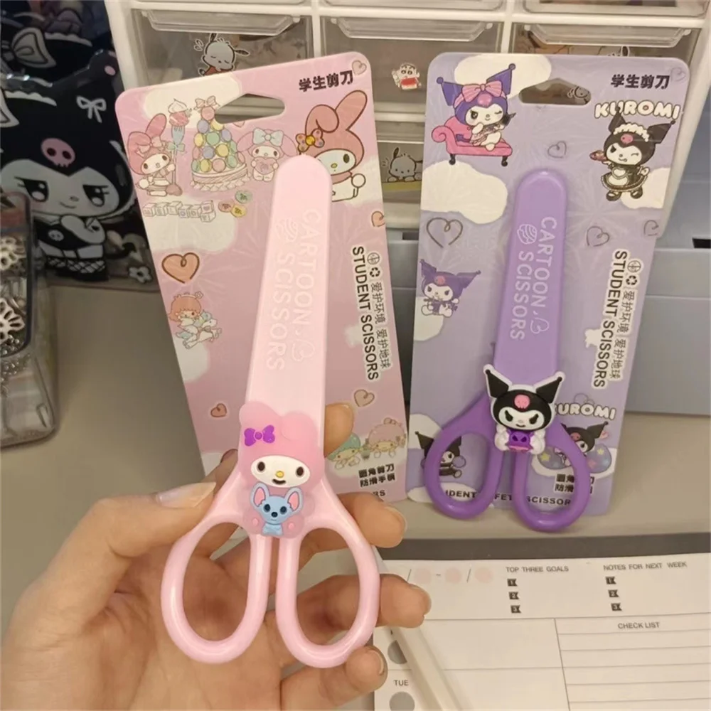 Safety Scissors Sanrio Kuromi Cinnamoroll Melody Hand Made Kid Stationery
