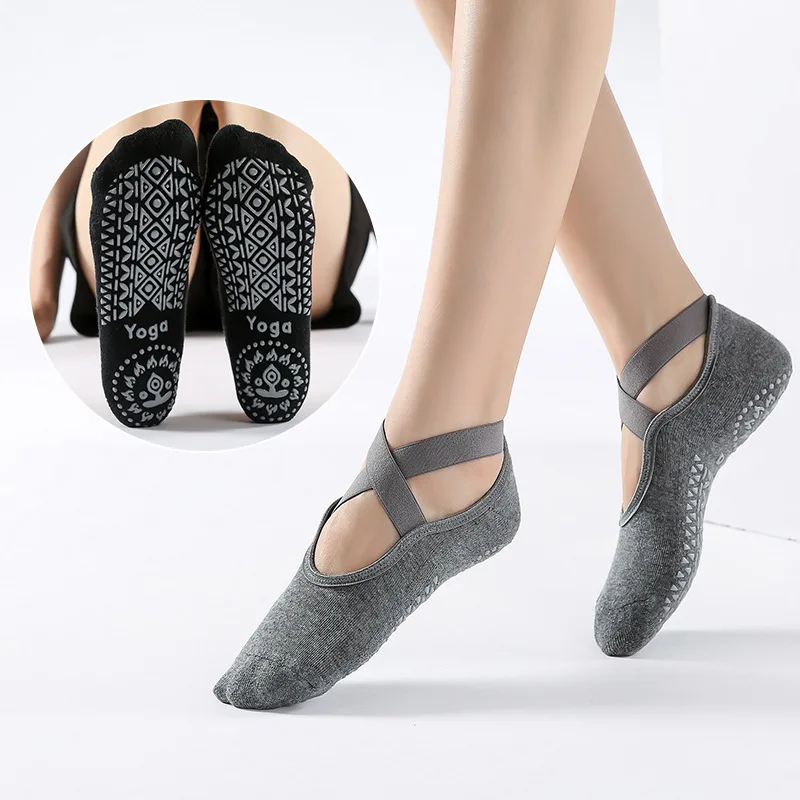 Obinadlo joga ponožky pro ženy pilates balet tančit bavlna ponožky protiskluzový ženský sport ponožka fitka workout pantofel běžecký úchop ponožka
