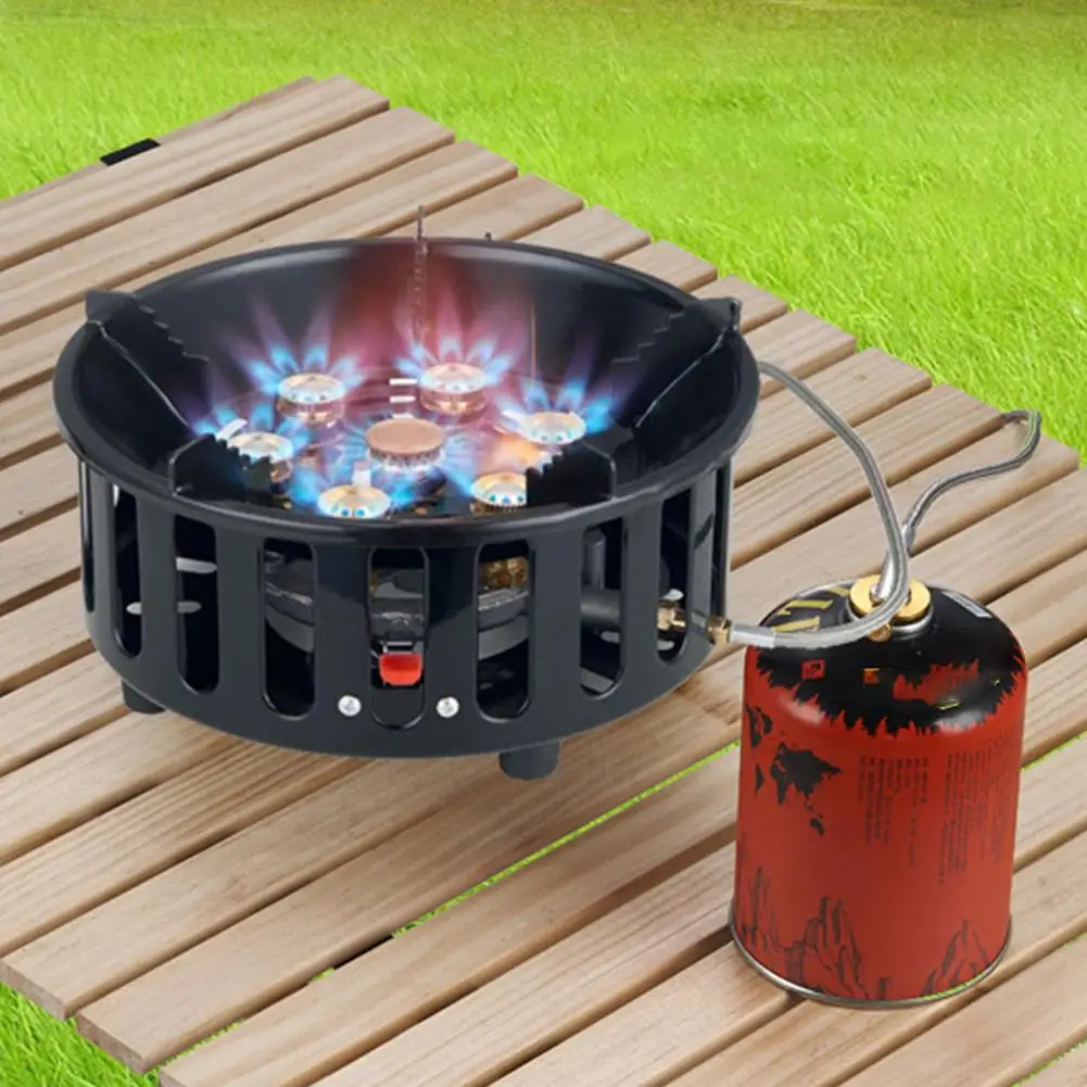 

16800w 7-core Camping Stove Portable Outdoor Camping Bbq Fire Cooking Picnic Windproof Cookware Accessories Stove Strong Hi U9m7