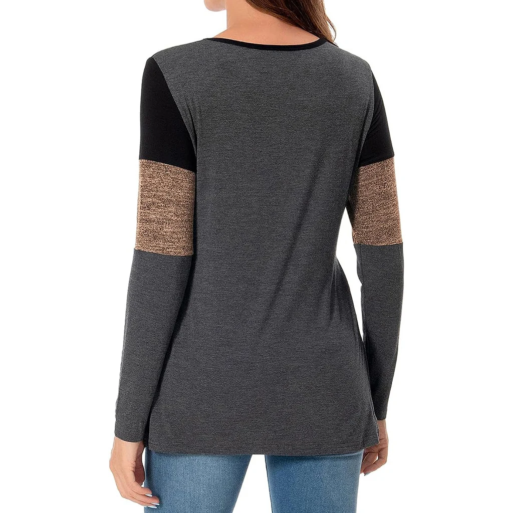 Maternity Nursing T Shirt Pregnant Womens Long Sleeve Patchwork Nursed Tops Blouse For Breastfeeding Pregnancy Clothes Pullover 6