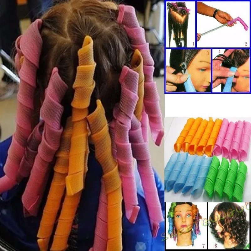 Hair Styling Tool Hair Curling Tools Heatless Hair Curler No Heat Silk Ribbon Hair Rollers Curls Headband Sleeping Soft Lazy Curlers Foam Rod Curling Tools