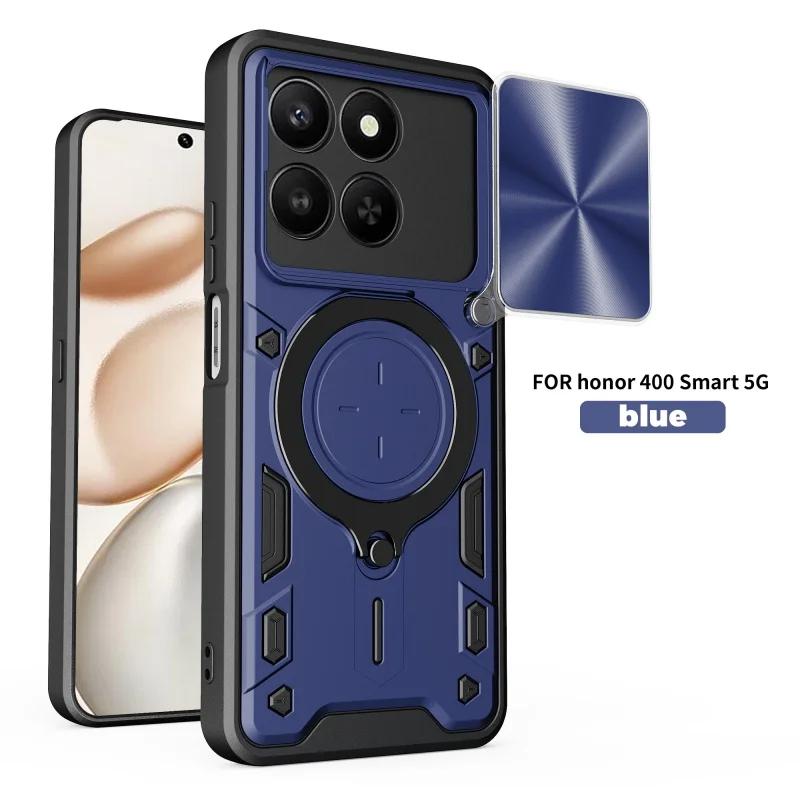 Enhanced Armor 5G Phone Case with Magnetic Car Holder and Slide Lens Protection
