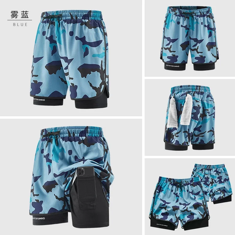 Männer Laufshorts Gym Sport 2 in 1 Camo Quick Dry Workout Training Gym Fitness Jogging Kurze Jogginghose Sommer Männer Sportswear – Detail 16