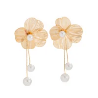 Women's Romantic Flower Petal Long Tassel Drop Earrings