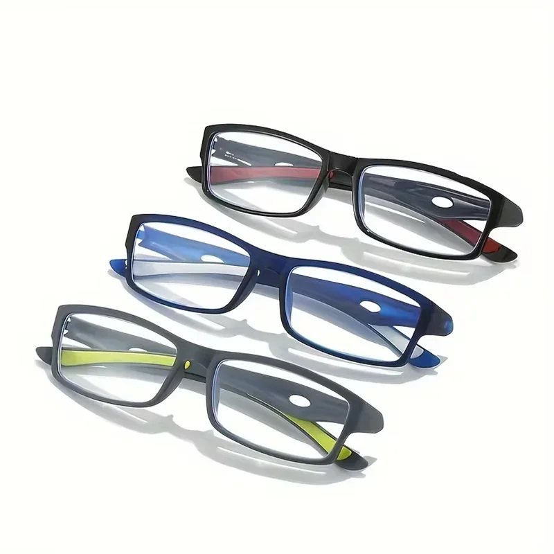 Set of Sporty Anti-Blue Light Reading Glasses - Rectangular Full Rim with PC Frame Material
