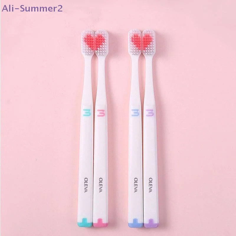 {Summer2} 2개입 부드러운 칫솔모 하트 커플 칫솔 치아 친환경 성인용 칫솔 치아 관리 여행 필수품