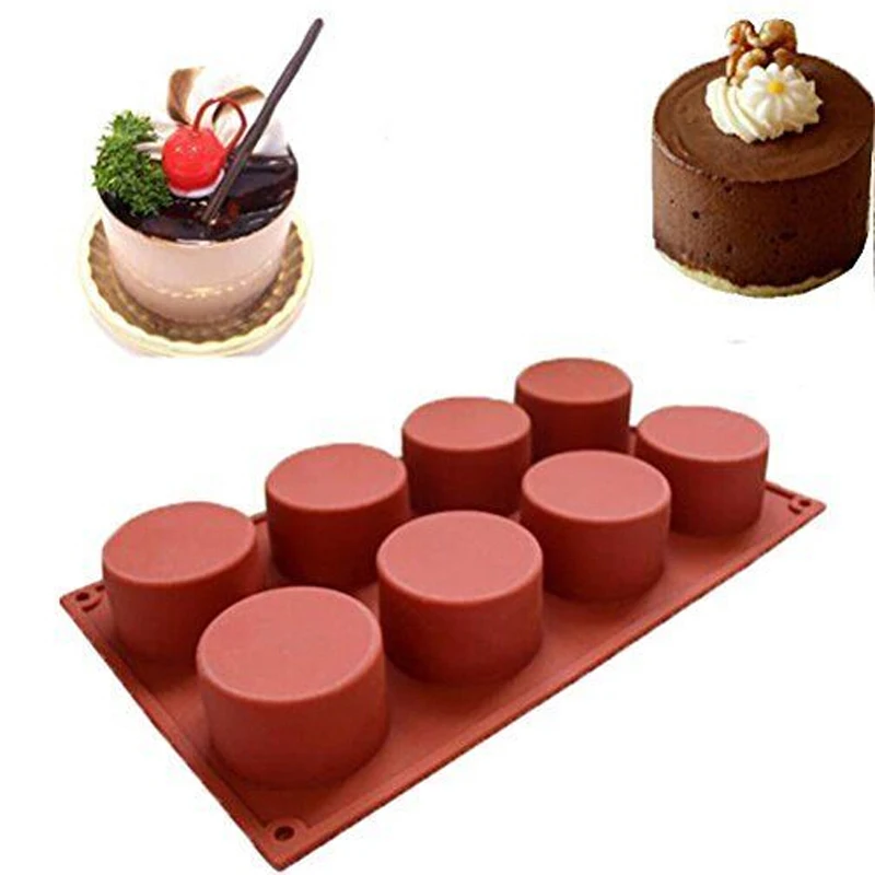 

Силиконовая форма для кексов с 8 отверстиями, «сделай сам», круглая мини-форма для маффинов, форма для торта, 3D Ручная работа, желе, фотоинструмент
