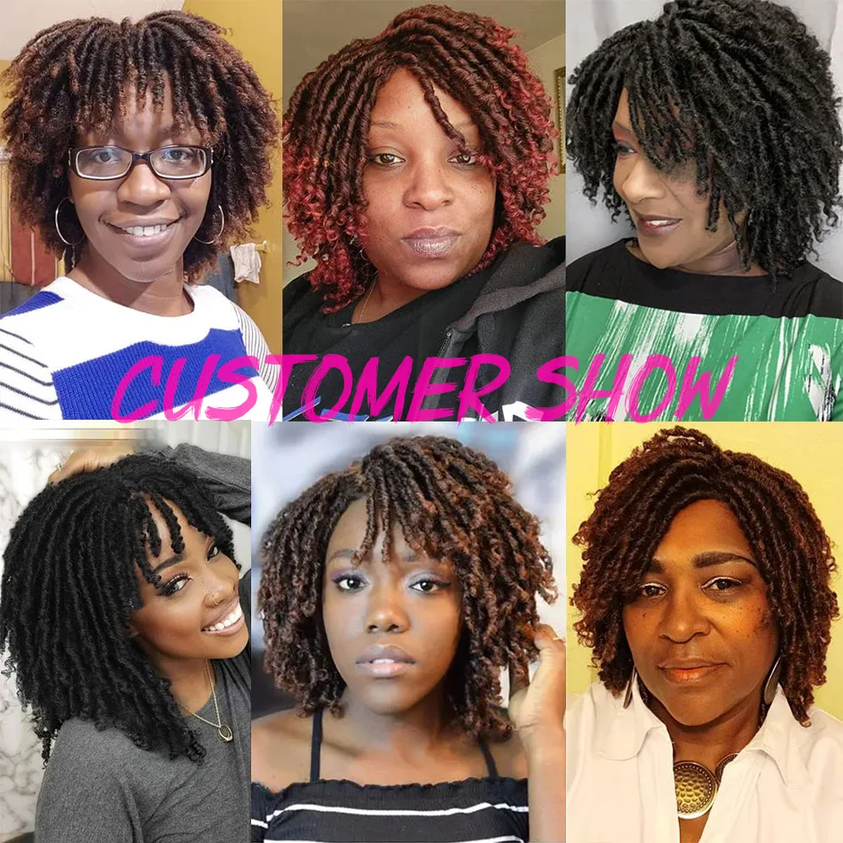 Braided Wigs For Women Synthetic Wig Ombre Braided Dreadlock Wig Black Brown BUG African Faux Locs Crochet Twist Hair Short Wigs