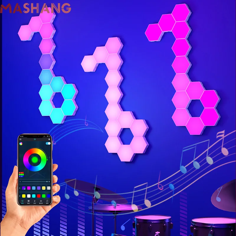 

3/6/10PCS Smart RGBIC Hexagon Light Led Panels Quantum Lamp Bluetooth App Control Atmosphere Wall Lamp Gaming Room Decorations