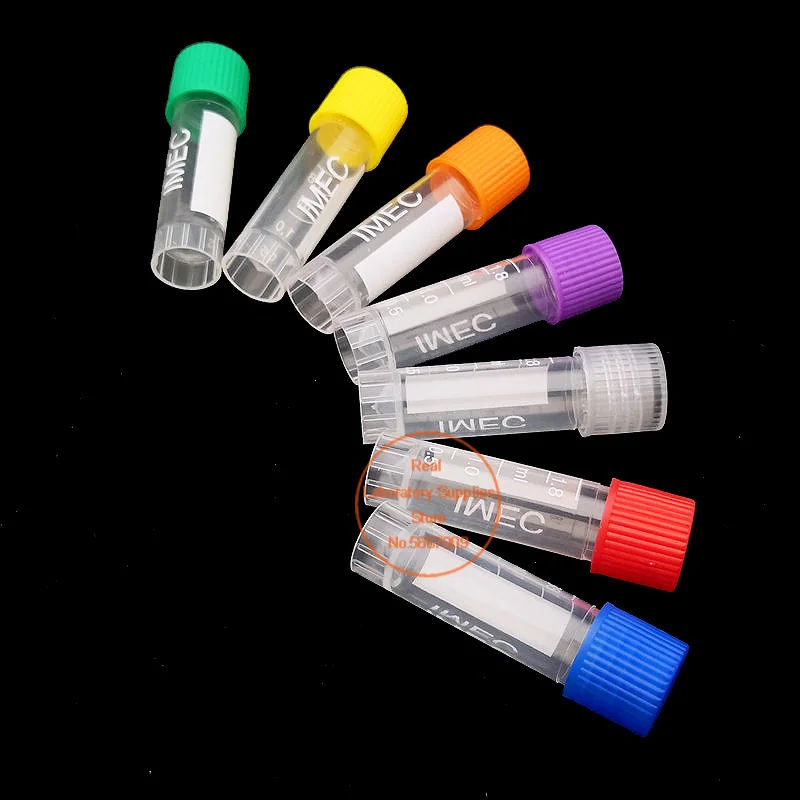50pcs 1.8ml Graduated Lab Plastic Freezing Tube plastic test tubes Cryo Preservative Tube Sample Cryovial With Cover
