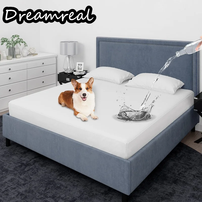 

Dreamreal Waterproof Mattress Cover Mattress Protector Bed Cover Breathable Dust-mite Elastic Fitted Sheet Double Bed Queen Size