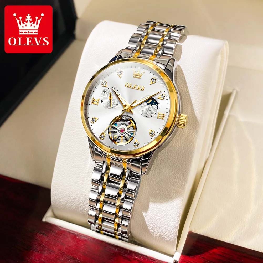 OLEVS Luxury Fashion Women's Watches Waterproof Moon Phase
