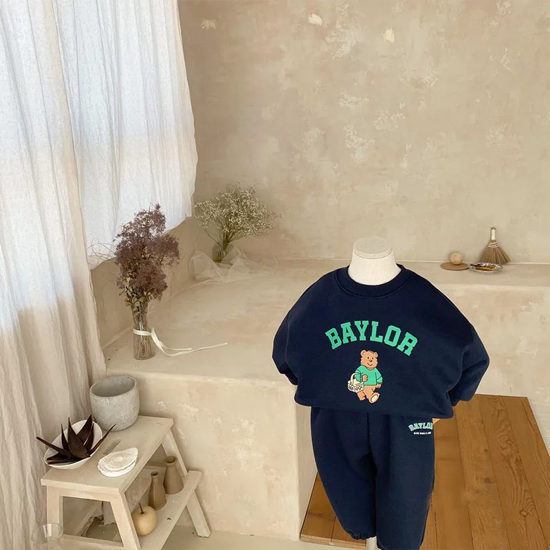 Autumn New Baby Long Sleeve Clothes Set Boy Girl Letter Print Sweatshirt + Pants 2pcs Suit Cotton Infant Toddler Casual Outfits 3