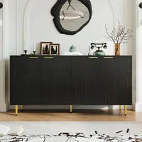 Сервант для гостиной, комод с дверцами, матовые золотые ручки и глянцевые ножки стола, комод, размер 160×80×40 см — изображение 6