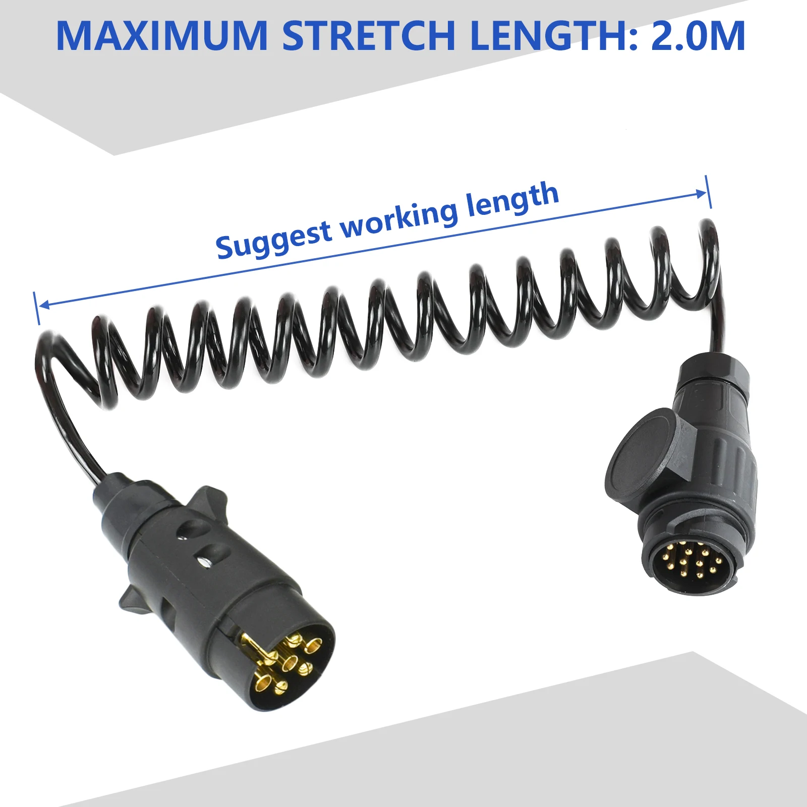 Heavy-Duty Trailer Wiring Connector: Curly Extension Cable & Towing Adapter