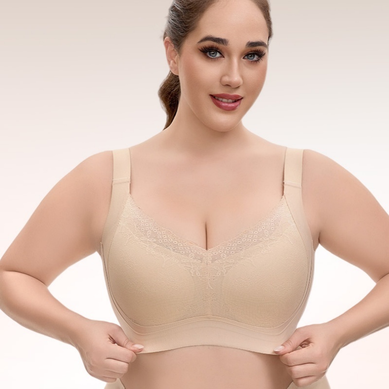 Women's Plus Size Bra Full Coverage Non-Wired Underwear Sports Bra Full Support Comfortable Seamless Ultra-thin Fixed Cup Bra