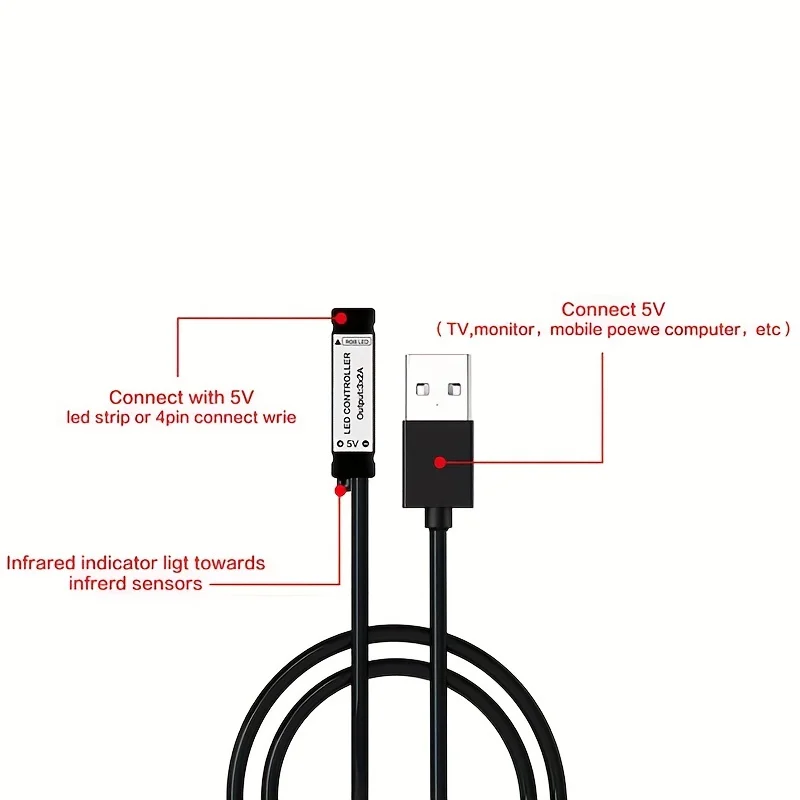 LED Strip Controller USB 5V mini 24key 4Pin RGB LED Strip Light RF Controller Control Cable Remote Dimmer for 5050 3528 2835 led Strip