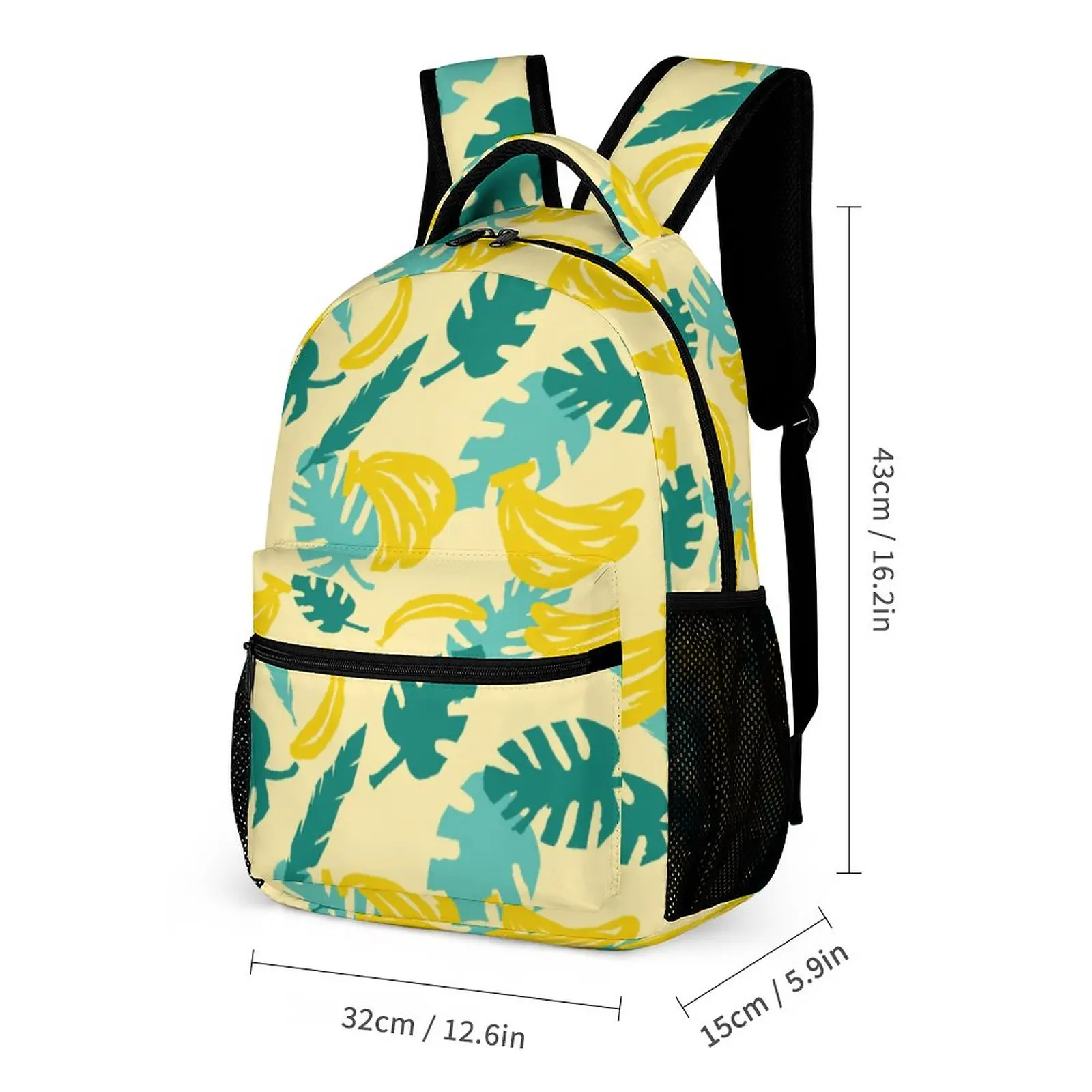 Yellow Leaf Full Print Schoolbag Large Capacity Backpack Leisure Daypack School Backpack Shoulder Pencil Case Children's Backbag