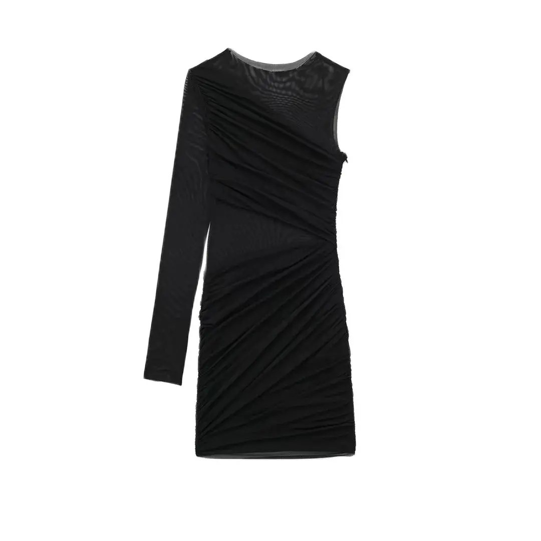 

Новинка осени 2024, женское модное шелковое Сетчатое асимметричное платье 3152202 800