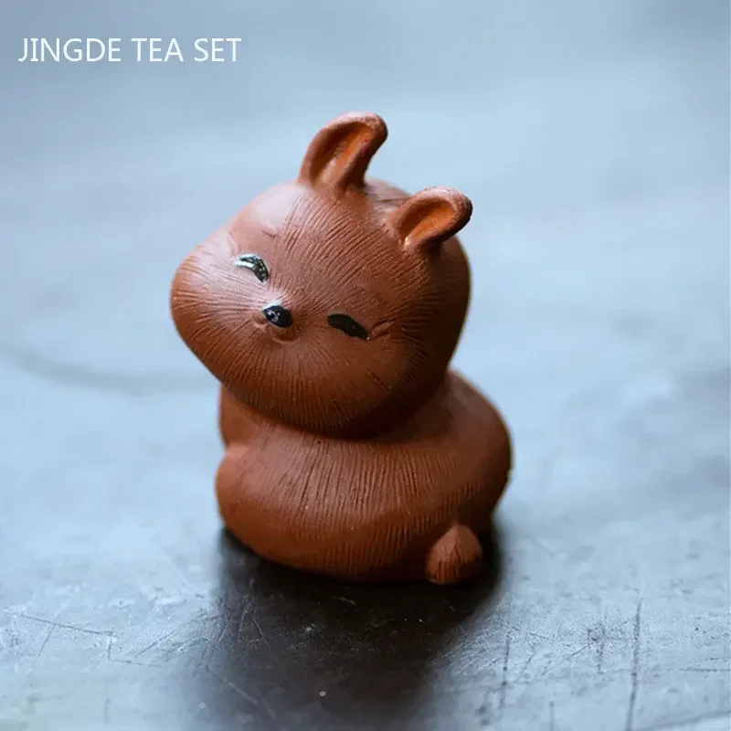 Creative Yixing Purple Clay Zodiac Rabbit Tea Pet Can Raise Tea Tray Small Ornaments Chinese Handmade Tea Set Decoration