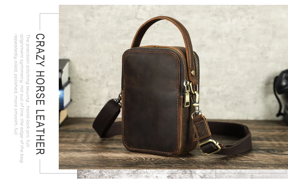 CONTACT'S männer Tasche Designer Echtes Leder Männer Kleine Schulter Tasche Vintage Umhängetasche Messenger Männlichen Geldbörse Telefon Taschen Handtasche – Detail 2