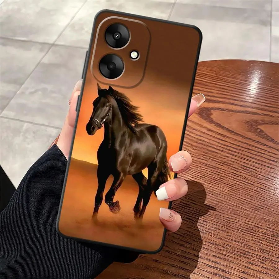 Black Soft Phone Cover with Horse Animal Design