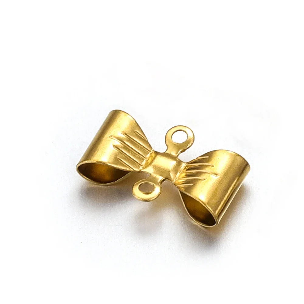 Stainless Steel Double Hole Bow Accessories Pendant DIY Necklace Bracelet Making Accessories 6