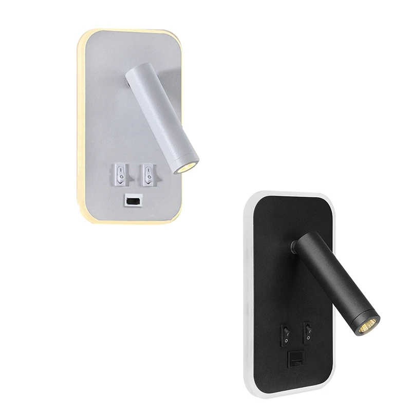 

Настенная Регулируемая лампа с подсветкой, USB-зарядкой, вращением на 330 градусов, 1 шт.