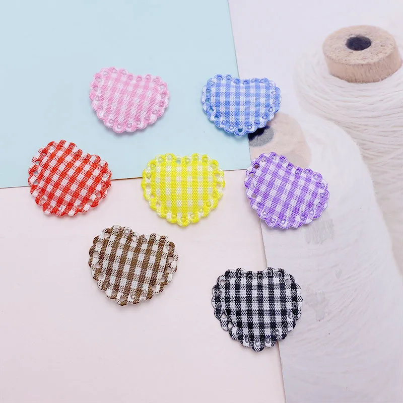 70 Stück Gitter Stoff Herz Bowknot gepolsterte Applikationen für DIY Haars pange Zubehör Kleidungs stück Kopf bedeckung Dekor Patches – Detail 13