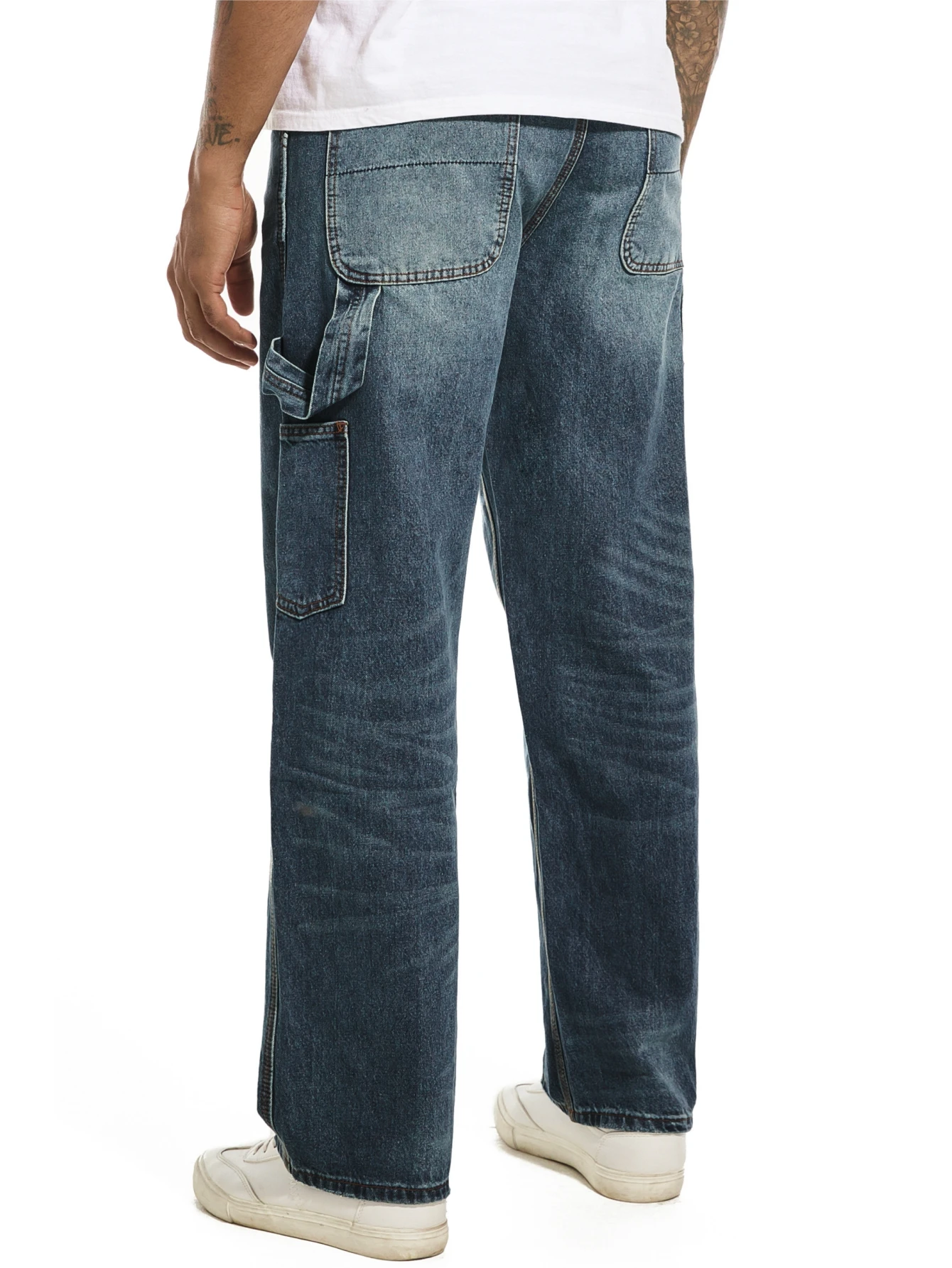 Men's Loose Fit Straight Leg Vintage Work Pants Heavy Duty Cotton Carpenter Trousers for Logging Workwear Style Sizes 28-42