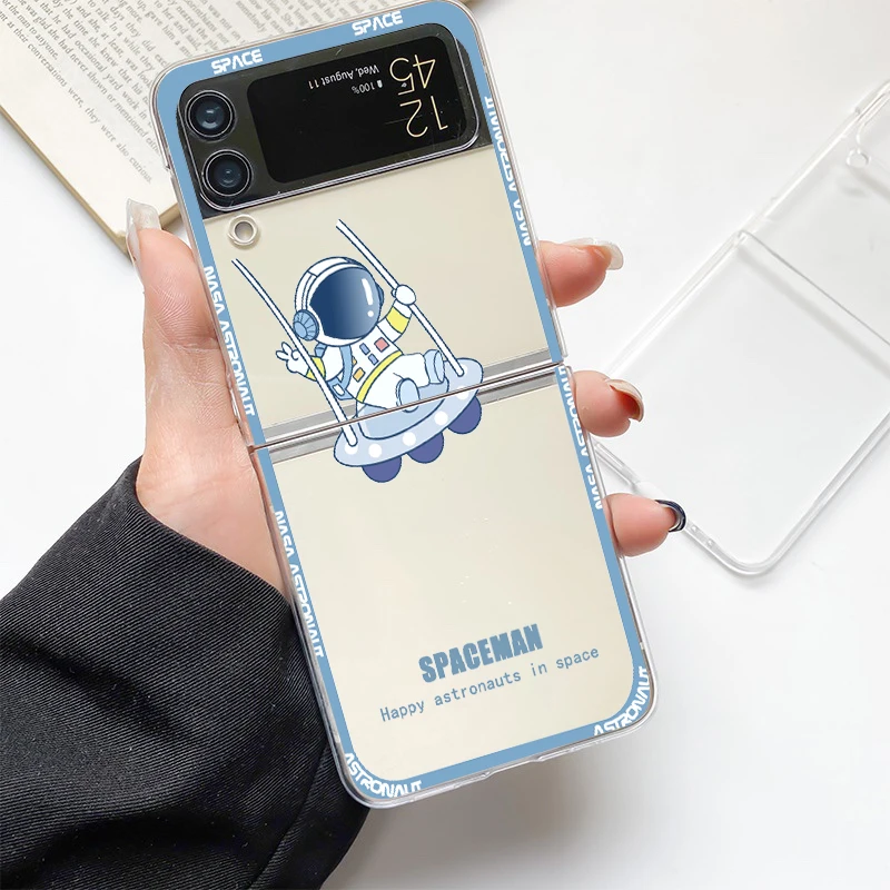 Astronaut Cartoon Hard PC Handy hülle für Samsung Galaxy Z Flip 5 4 3 transparente Abdeckung für Galaxy Z Flip 6 faltbar stoßfest – Detail 4