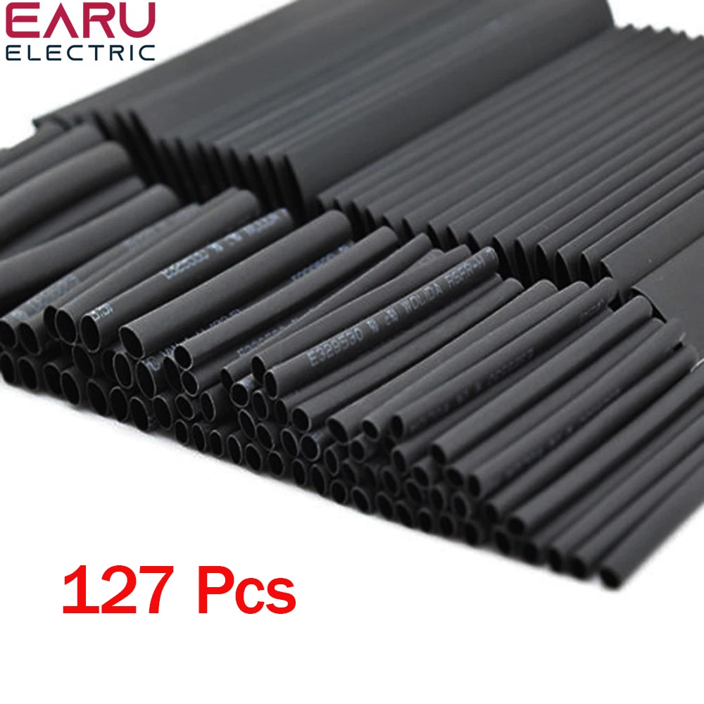 127pcs tubo termoretraibile guaina Kit assortimento tubi collegamento elettrico cavo avvolgente cavo elettrico restringimento impermeabile 2:1