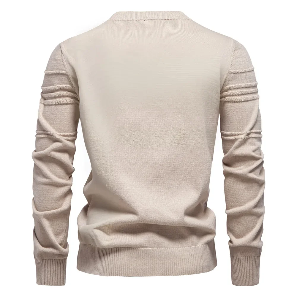 Autumn Winter Mens Sweater High-quality Solid Color Round Neck Warm Pullover Male Fashion Casual Knitwear Sweater Men Clothing 2