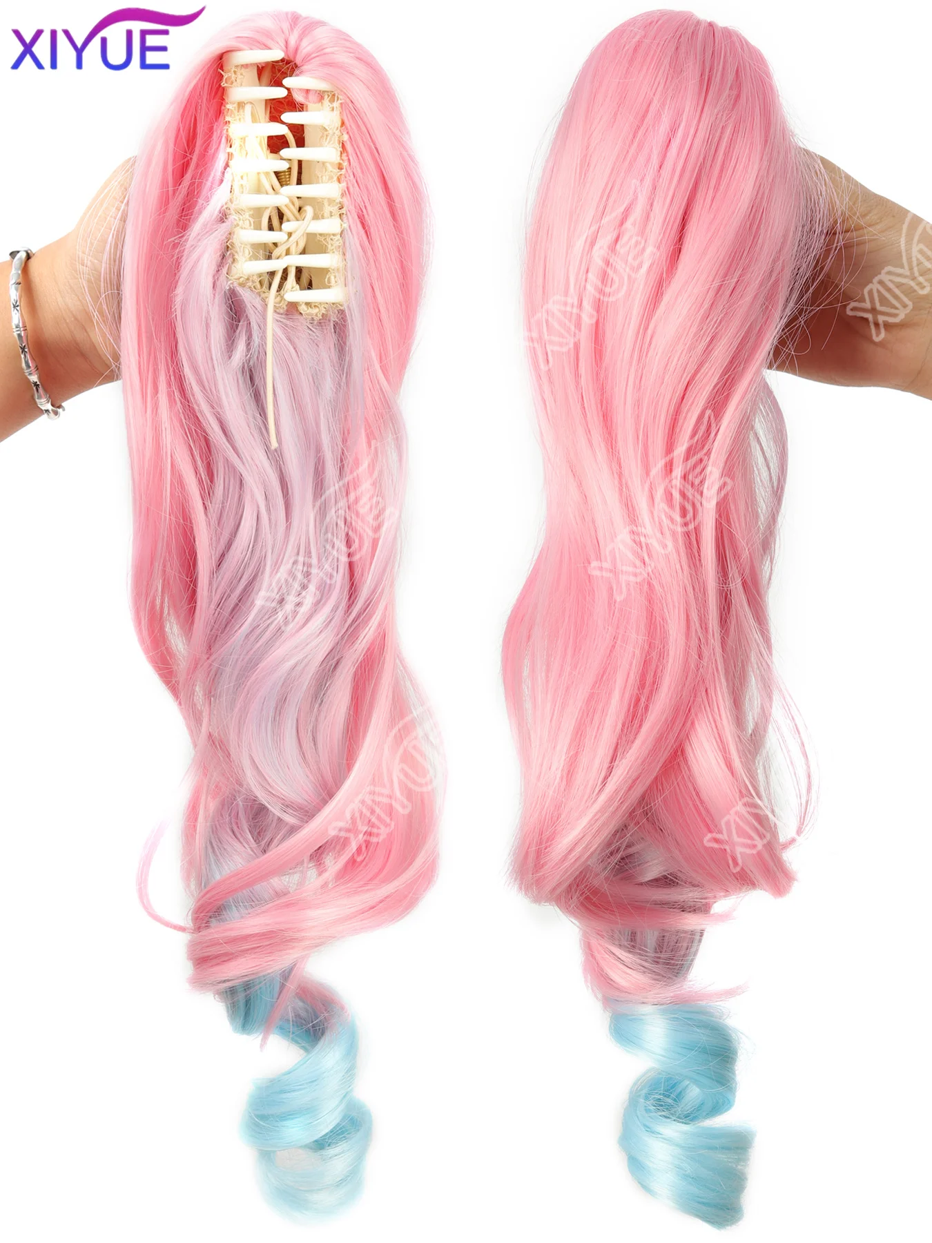 XIYUE Cosplay Wig with Double Ponytails Short Pink Blue Wig Cosplay Anime Cosplay Wig Heat Resistant Synthetic Wigs